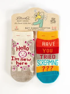 Hello I'm New Here/ Have You Ever Tried Screaming??? Baby Socks