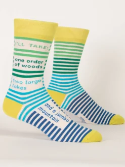 I'll Take One Order Of Woods, Two Large Lakes, And A Jumbo Mountain M-Crew Socks