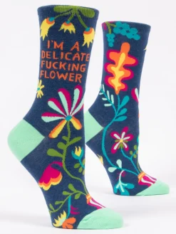 I'm A Delicate Fucking Flower W-Crew Socks