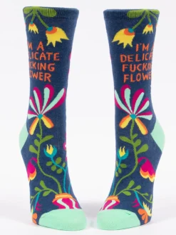 I'm A Delicate Fucking Flower W-Crew Socks