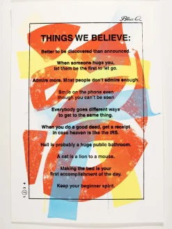 Things We Believe Print, Multi Tangerine